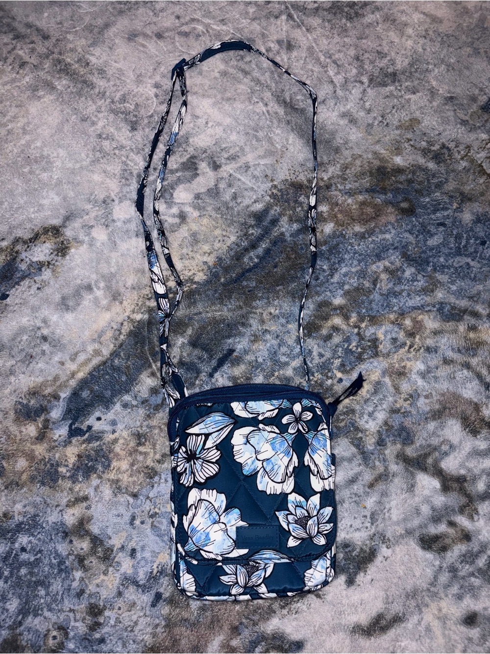 VERA BRADLEY Floral Navy Crossbody Bag - Compact Women's Shoulder Purse